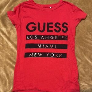 GUESS Red Short Sleeve Graphic Tee